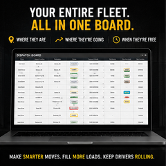 Trucking fleet dispatch board for tracking drivers and loads