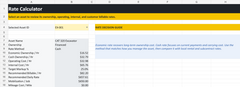 Actual Rate Calculator worksheet preview from Equipment & Fleet Cost Tracker, showing included sample data.