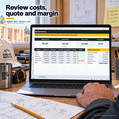 Illustrative product-in-use mockup of Contractor Estimate & Bid Calculator, based on its actual workbook worksheet.