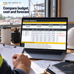 Illustrative product-in-use mockup of Contractor Job Cost & Profit System, based on its actual workbook worksheet.