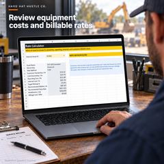 Illustrative product-in-use mockup of Equipment & Fleet Cost Tracker, based on its actual workbook worksheet.